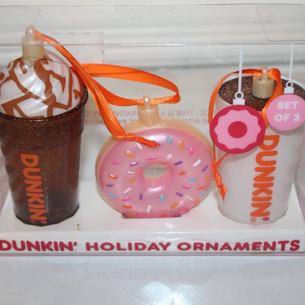 Dunkin' Holiday Ornaments Set - Brown, Pink, White